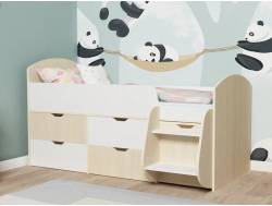 Кровать Малыш-7 Дуб-Белое дерево