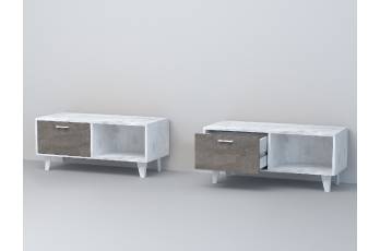 Тумба Эго Т-4 бетон светлый/камень темный на ножках