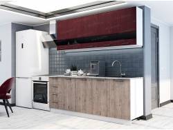 Кухонный гарнитур Астра МДФ 2000 красное дерево патина/дуб галиано