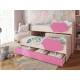Кровать Соник с ящиком млечный дуб с розовым
