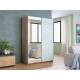 Шкаф-купе Прайм 2-х дверный 1400 Зеркало/Стекло Белое Сонома