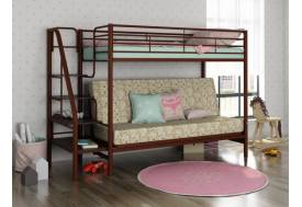 Двухъярусная кровать с диваном Мадлен 3 коричневый