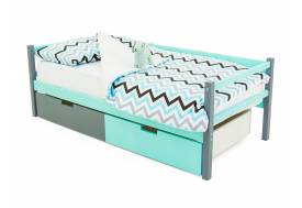 Кровать-тахта Svogen с ящиками графит-мятный