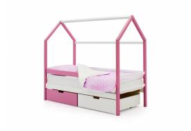 Кровать-домик Svogen с ящиками и бортиком лаванда-белый