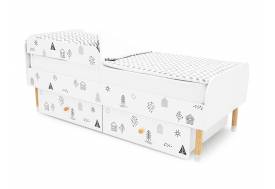 Кровать Stumpa Классика с бортиком и ящиками Домики