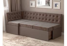 Скамья угловая со спальным местом Олимп Микровелюр коричневый