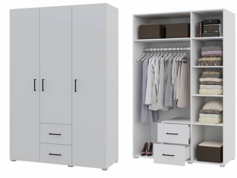 Шкаф трехстворчатый 2 ящика Victor Белый