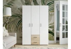 Шкаф трехстворчатый 2 ящика Victor Сонома-Белый