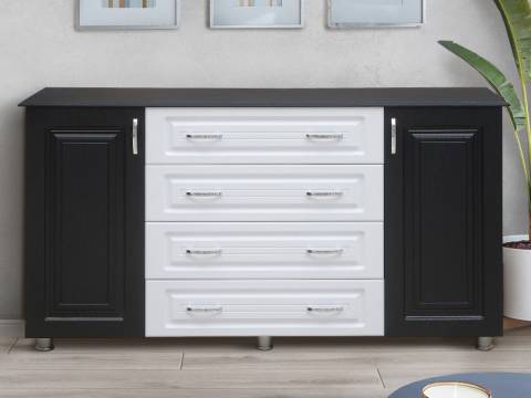 Комод №7 МДФ  черный матовый, смола белая матовый