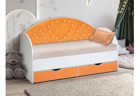 Кровать с продольной мягкой спинкой Сердце №3 800х1600 мм розовая