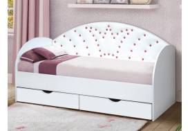 Кровать с продольной мягкой спинкой Корона №4 800х1900 мм белая