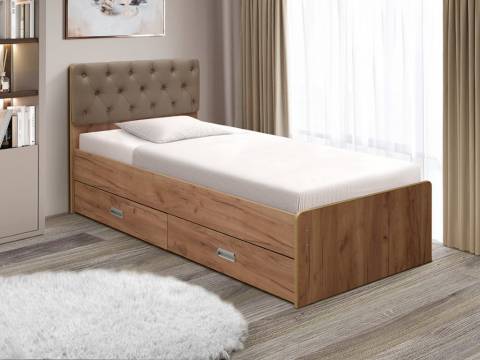 Кровать одинарная №7 с ящиками 800х2000 мягкая спинка каретная стяжка