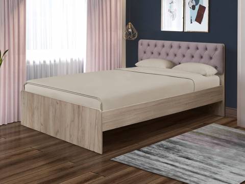 Кровать двойная №7 1200х2000 с мягкой спинкой каретная стяжка