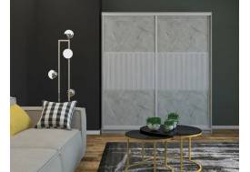 Шкаф-купе Ксения 1400 широкая рельефная вставка МДФ Каспий светлый