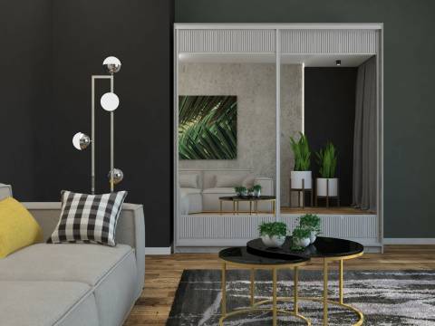 Шкаф-купе Ксения 1600 комбинированный рельефный МДФ/зеркало