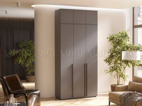 Шкаф трехстворчатый Норд 1200 с антресолью графит МГ