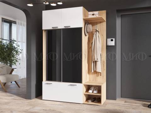 Прихожая Стелла Белый глянец холодный/Дуб Крафт