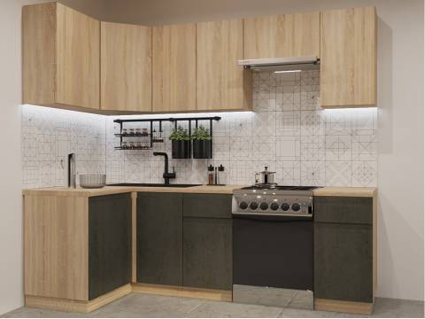 Кухонный гарнитур арт 32 Лайн Дуб сонома Бетон темный 1200х2400 мм