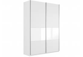 Шкаф-купе Прайм 2-х дверный ДСП/вставки Стекло Белое Белый Снег
