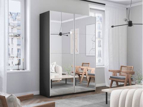 Шкаф-купе Прайм 2-х дверный 1200 два зеркала Серый Диамант