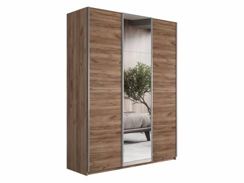 Шкаф-купе Прайм 3-х дверный 1800 ДСП/зеркало/ДСП Крафт табачный