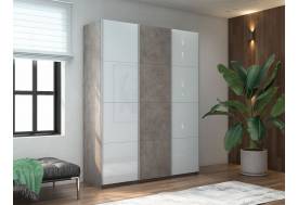 Шкаф-купе Прайм 3-х дверный 1800 два Стекла Белые/ДСП Бетон