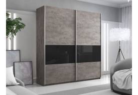 Шкаф-купе Прайм Широкий 2-х дверный ДСП/вставки Стекло Черное Бетон