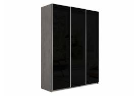 Шкаф-купе Прайм Широкий 3-х дверный три черных стекла Бетон