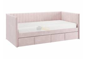 Кровать-софа с ящиками Твикс цвет велюра нежно-розовый