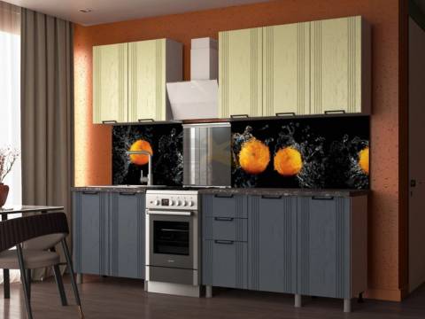 Кухня Вандт 2000 без стекла МДФ Айвори/Лунный Кратер без столешницы