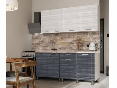 Кухня Лига 1800 МДФ Сандал Белый/Сандал Серый без столешницы