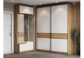 Модульная прихожая Бостон МДФ белый со шкафом купе