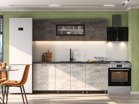 Кухонный гарнитур КГ 9 Цемент тёмный/Цемент светлый