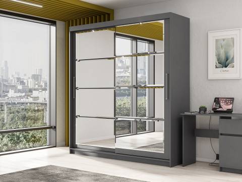 Шкаф-купе ШКП-3 2.0м Серия 2 МАКС Графит серый