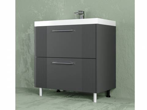 Тумба Альба 70 напольная 2 ящика Слим 70 антрацит