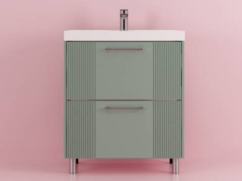 Тумба Альба 70 напольная 2 ящика Слим 70 мята