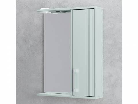 Шкаф-зеркало Альба 70 со светильником правый мята