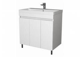 Тумба Куба Риф 80 напольная 3 двери белый раковина Слим 80