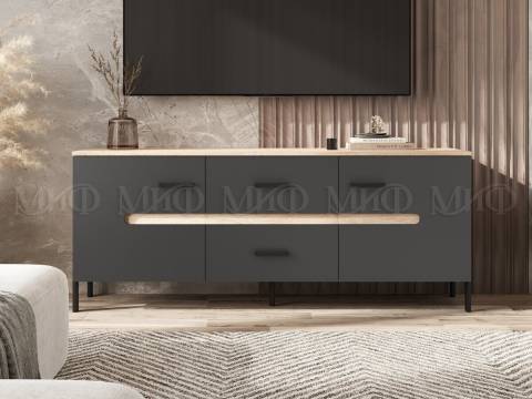 Тумба ТВ (металл) Ким Графит Софт, Дуб Сонома