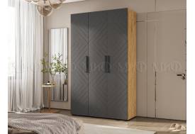 Шкаф трехстворчатый (1350) Флэш Браш Графит, Дуб Крафт