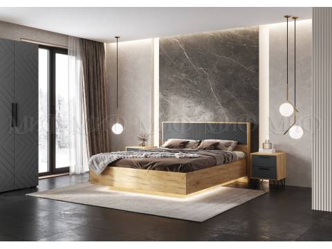 Спальня Флэш Браш Графит, Дуб Крафт