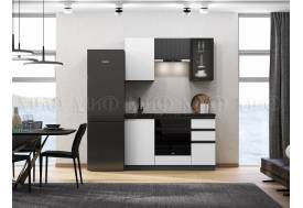 Кухня Техно-6 1500 мм Графит/Белый снег софт