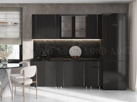 Кухня Виктория 2000 мм Пластер Блэк/Белый (Кастилло темный)