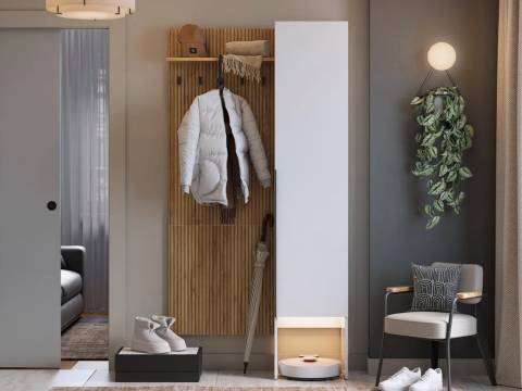 Прихожая Мебельсон К4 дуб крафт золотой/белое дерево