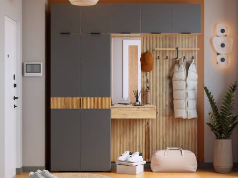 Прихожая Мебельсон К14 дуб крафт золотой/графит