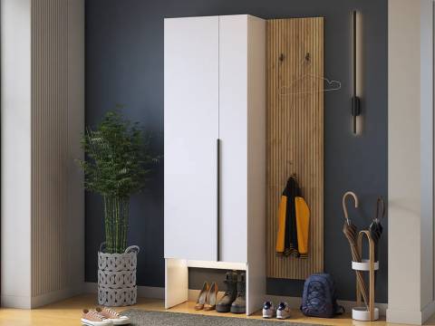 Прихожая Мебельсон К18 дуб крафт золотой/белое дерево