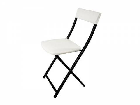 Складной стул Эмин кожзам крокодил белый-металл черный муар