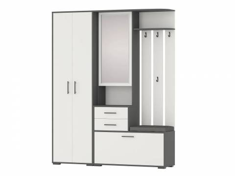 Прихожая Домино со шкафом Графит, Белый