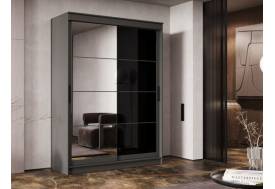 Шкаф-купе Гранд-1 1600 Графит-двери Зеркало-Лакобель черный
