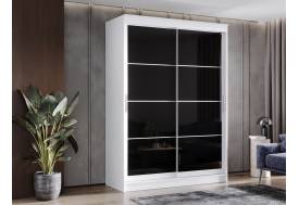 Шкаф-купе Гранд-1 1600 Белый гладкий-двери Лакобель черный